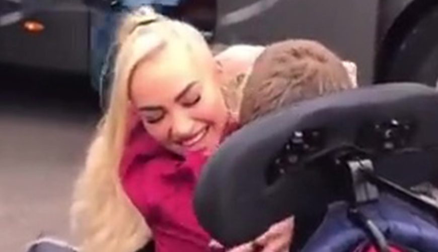 Alisha Lehmann dubbed a ‘class act’ for heartwarming gesture as she jumps off Aston Villa bus to hug fan in wheelchair